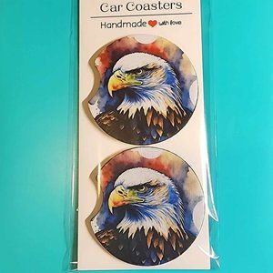 American Eagle Watercolor Car Truck Cup Coaster Car Coasters